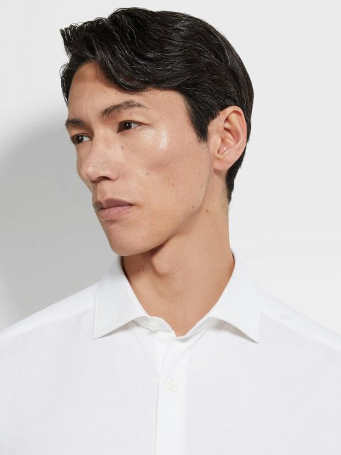 Біла сорочка ZEGNA з бавовни та кашеміру: фото 4 - Invogue