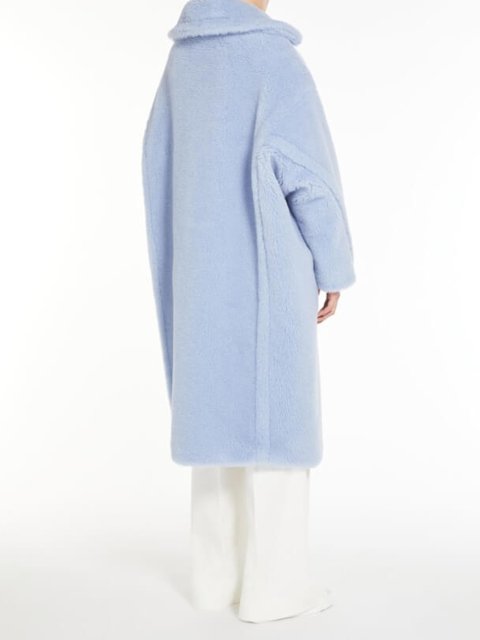 Блакитне пальто Teddy oversize Max Mara з бленду альпаки та шовку: фото 2 - Invogue