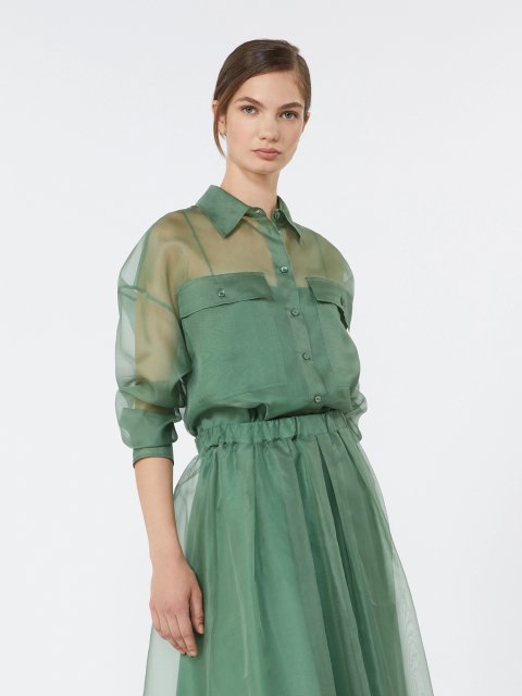 Зелена сорочка з топом Weekend Max Mara з шовкової органзи: фото 2 - Invogue
