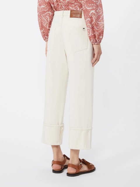 Кремові брюки Weekend Max Mara з чистої бавовни: фото 3 - Invogue
