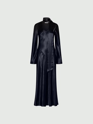 Темно-синее платье Marella из ацетата: фото - Invogue