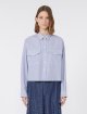 Синя сорочка WEEKEND MAX MARA з контрастною вставкою ззаду: фото 2 - Invogue
