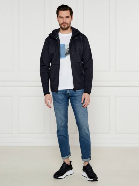 Темно-синяя кофта Boss спортивная с капюшоном: фото 1 - Invogue