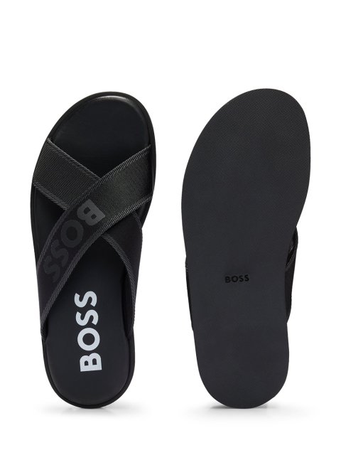 Чёрные шлепанцы BOSS: фото 2 - Invogue