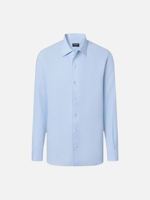 Синя сорочка Zegna з льону: фото - Invogue