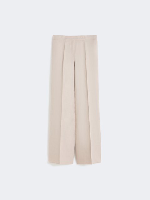 Бежевые брюки Max Mara из льна широкого кроя: фото - Invogue