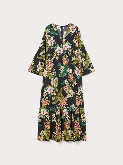 Черное платье Marina Rinaldi с цветочным принтом: фото - Invogue