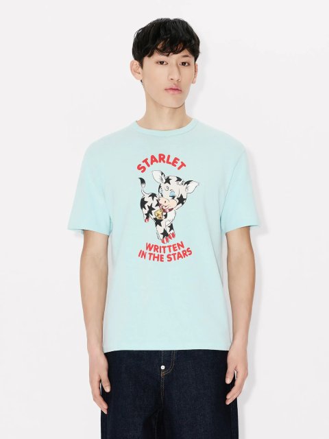 Блакитна футболка Kenzo з бавовни з принтом: фото 3 - Invogue