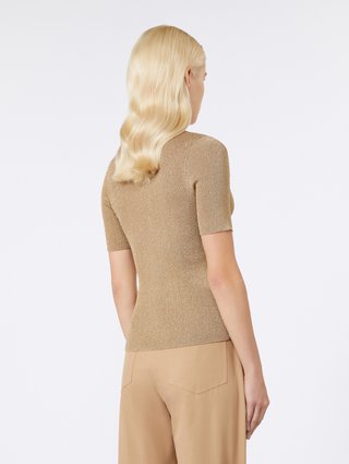 Золотистый свитер MAX MARA с люрексом: фото 3 - Invogue