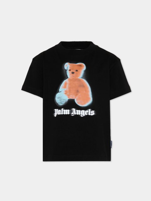 Чорна футболка з принтом Palm Angels з бавовни: фото - Invogue
