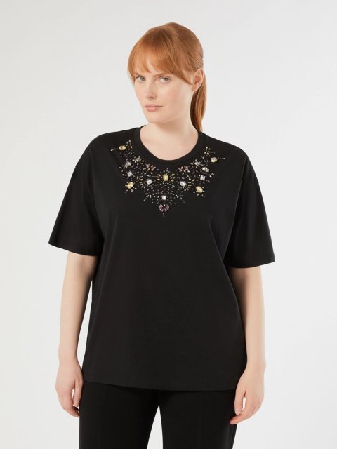 Черная футболка MARINA RINALDI трикотажная: фото 2 - Invogue