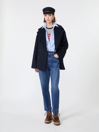 Белая футболка Weekend Max Mara в полоску из хлопка и эластана: фото 2 - Invogue