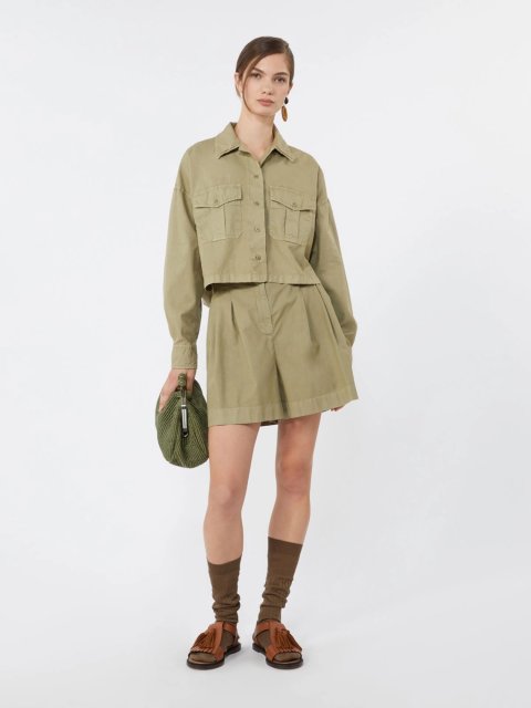 Оливкова сорочка Weekend Max Mara з бавовни: фото 1 - Invogue