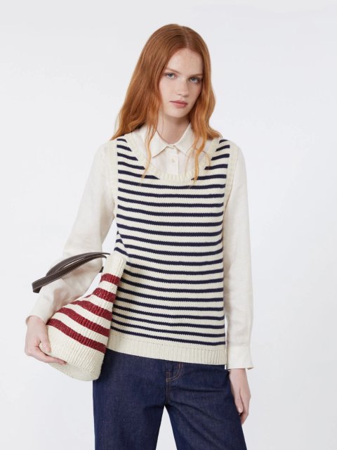 Вязаный топ в полоску WEEKEND MAX MARA из хлопковой пряжи: фото 4 - Invogue