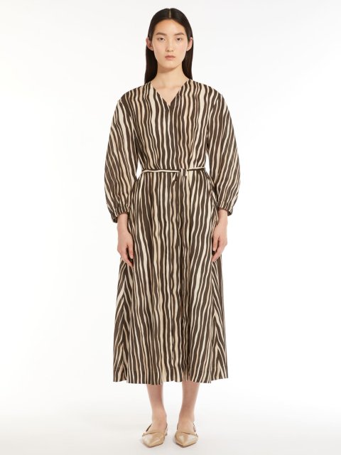 Коричнева сукня MAX MARA з принтом в смужку: фото 1 - Invogue