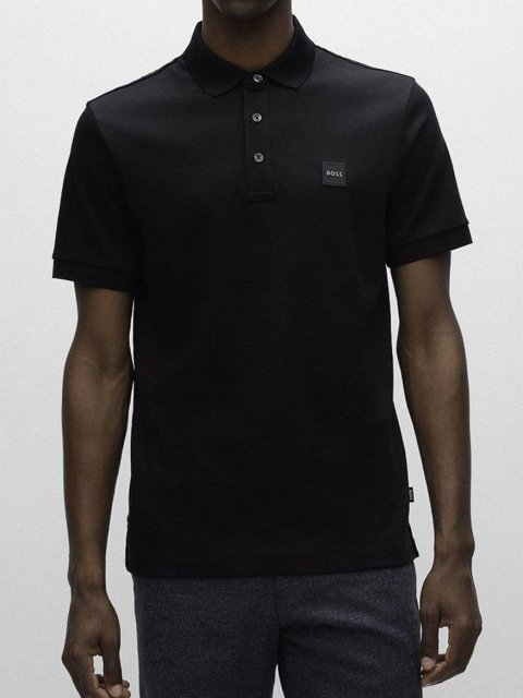 Чорне поло BOSS: фото 1 - Invogue