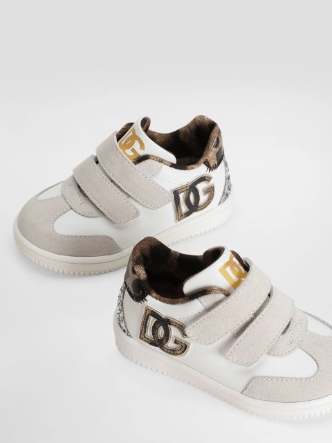 Детские кроссовки из замши и кожи с глиттером Dolce&Gabbana: фото 3 - Invogue