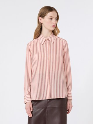 Рожева сорочка в смужку Max Mara з шовку: фото 1 - Invogue