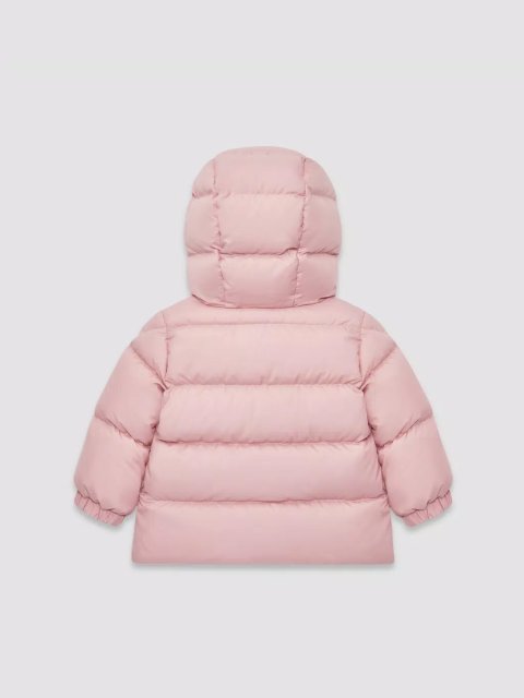 Рожевий пуховик Moncler з капюшоном: фото 1 - Invogue