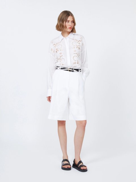Білі шорти-бермуди Max Mara з льону та бавовни: фото 1 - Invogue