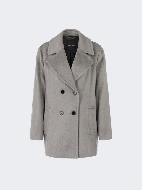 Серое пальто MARC CAIN из шерсти и мохера: фото - Invogue