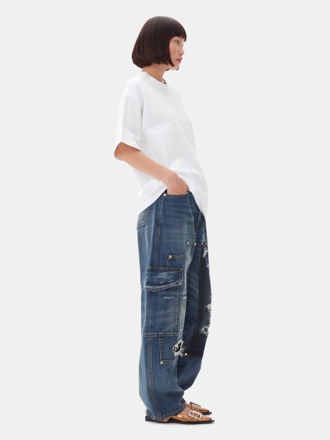 Белая футболка Ganni с логотипом: фото 3 - Invogue