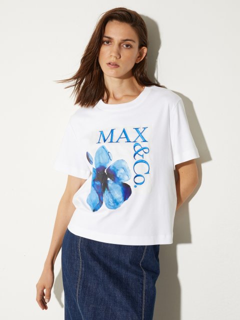 Біла футболка Max&Co з вишитим логотипом з бавовни: фото 2 - Invogue
