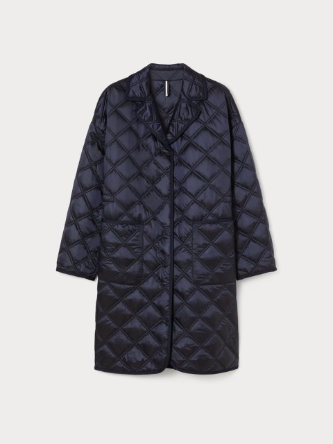 Темно-синее пальто MARINA RINALDI стеганое: фото - Invogue