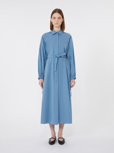 Блакитна сукня MAX MARA з бавовняної тафти: фото 3 - Invogue