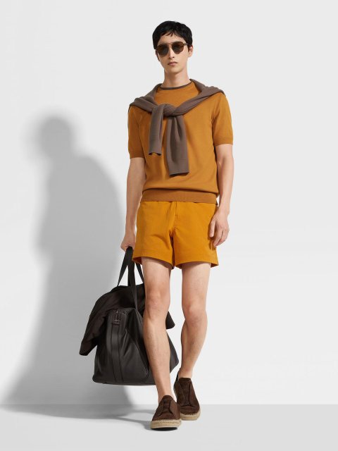 Светр кольору охри ZEGNA з коротким рукавом: фото 1 - Invogue