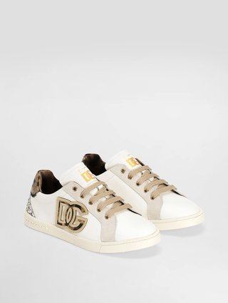 Детские кроссовки с глиттером и вышивкой Dolce&Gabbana: фото 1 - Invogue