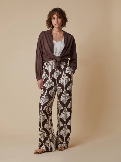 Коричневые брюки PennyBlack с контрастным принтом: фото 3 - Invogue