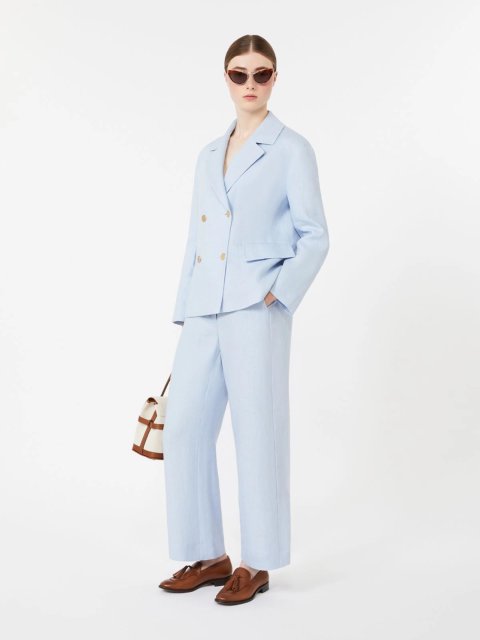 Блакитний жакет Max Mara з лляної тканини: фото 1 - Invogue