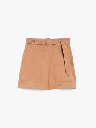 Бежевые бермуды Weekend Max Mara из хлопка и льна: фото - Invogue