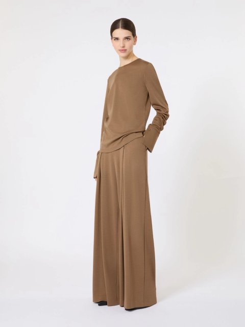 Коричневая футболка MAX MARA из шерстяного трикотажа: фото 1 - Invogue