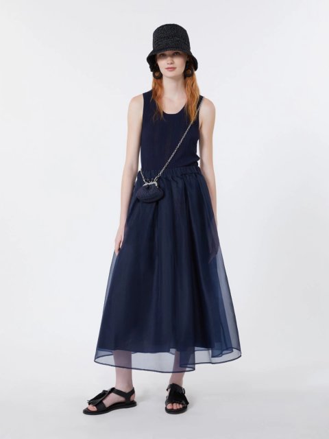 Темно-синя спідниця максі Weekend Max Mara з шовку: фото 1 - Invogue