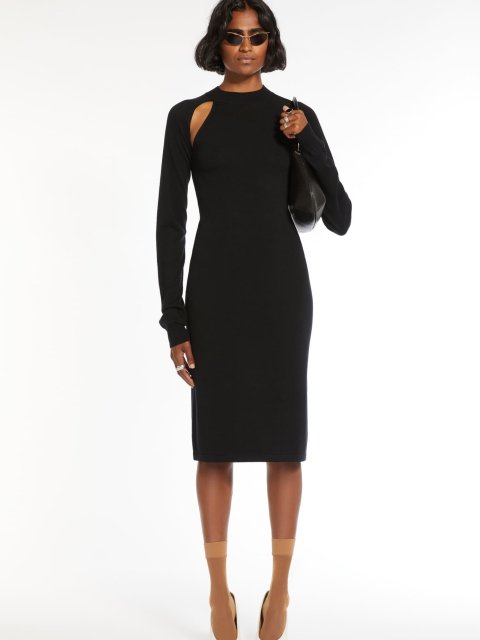 Чорна сукня SPORTMAX  з вовни та шовку: фото 3 - Invogue