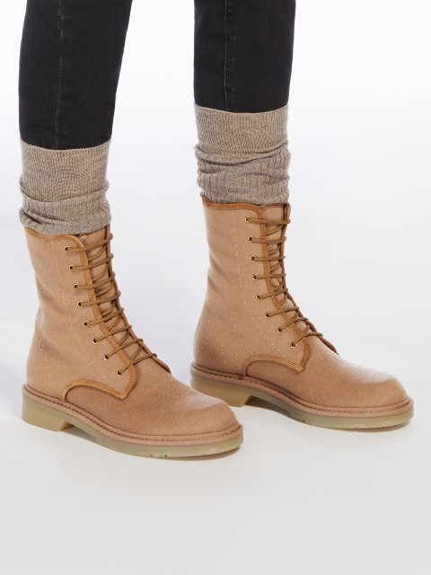 Темно-бежевые ботинки Max Mara кашемировые: фото 1 - Invogue