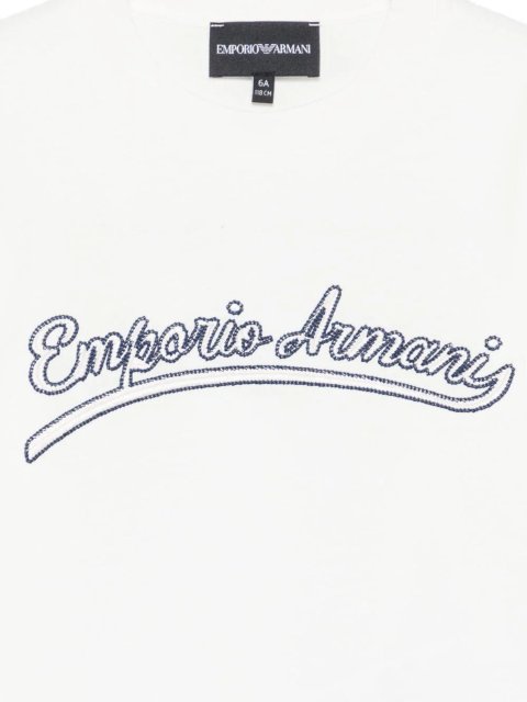 Біла футболка Emporio Armani з бавовни з вишивкою: фото 2 - Invogue