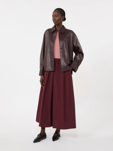 Бордова куртка-сорочка WEEKEND MAX MARA зі шкіри наппа: фото 1 - Invogue