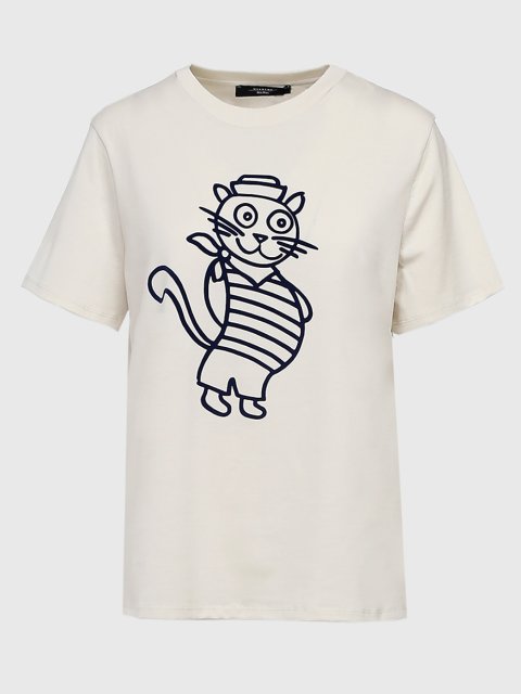 Кремовая футболка WEEKEND MAX MARA: фото - Invogue