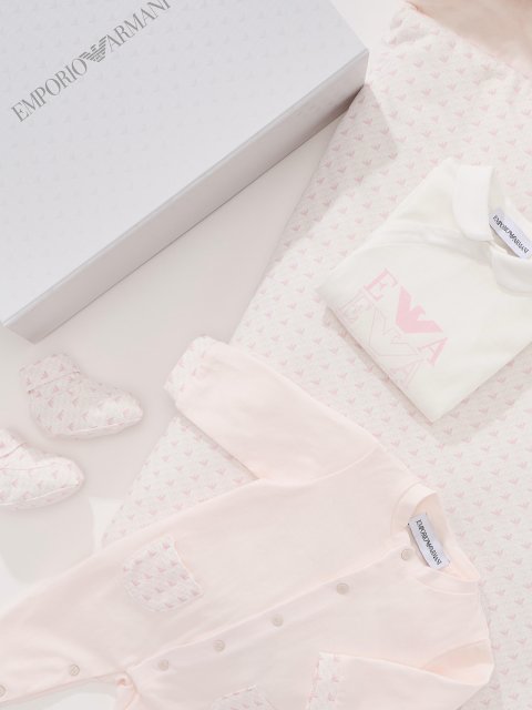 Рожевий комбінезон, слинявчик EMPORIO ARMANI KIDS з бавовни: фото 1 - Invogue