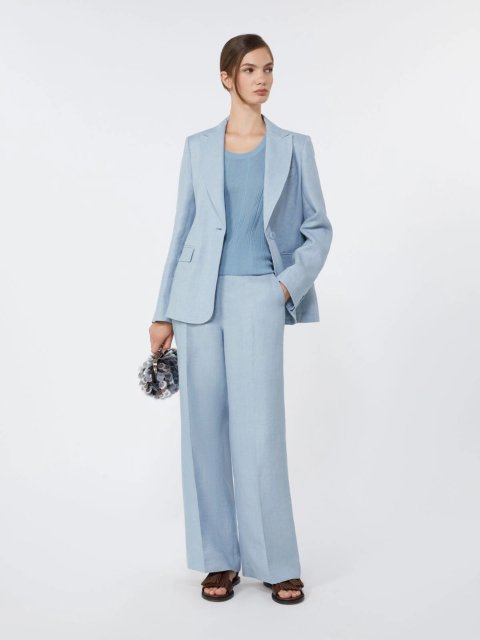 Блакитний жакет Weekend Max Mara з чистого льону: фото 1 - Invogue