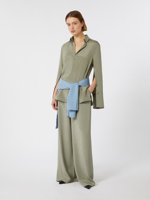 Зелена блуза MAX MARA з еластичного шовку: фото 1 - Invogue