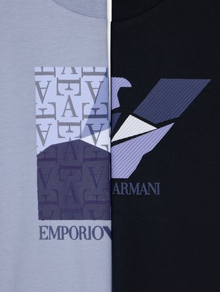 Комплект футболок синього та блакитного кольору Emporio Armani з бавовни: фото 2 - Invogue