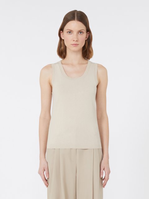 Бежевий топ WEEKEND MAX MARA з еластичної віскозної пряжі: фото 2 - Invogue