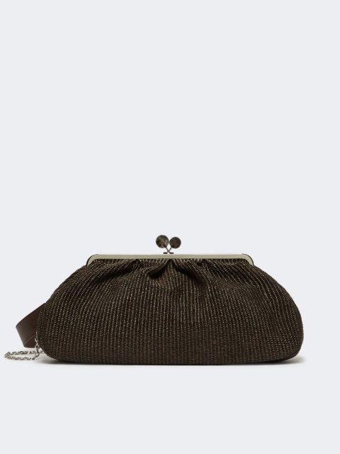 Темно-коричнева сумка Pasticcino Weekend Accessories з ефектом рафії: фото - Invogue