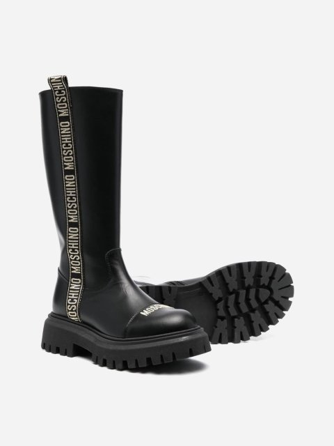 Чорні чоботи MOSCHINO зі шкіри: фото 2 - Invogue