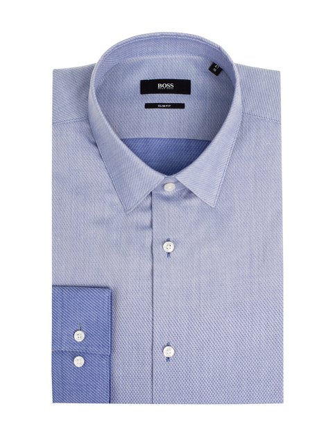 Блакитна сорочка BOSS бавовняна: фото 4 - Invogue