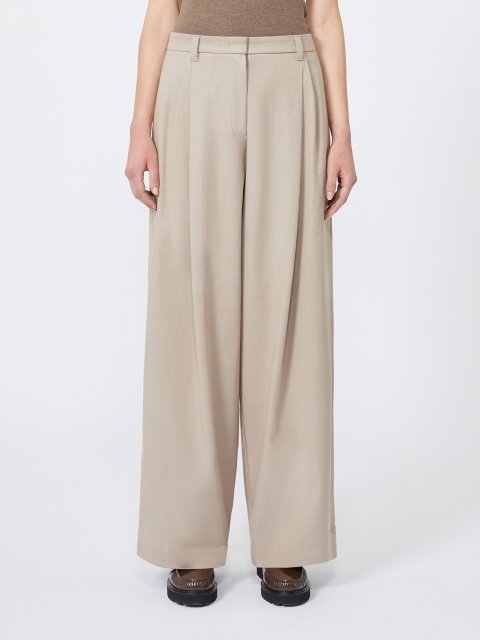 Кремовые брюки MAX MARA из смеси хлопка: фото 2 - Invogue